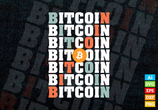 Vintage Crypto Bitcoin Typography Editable Vector T-shirt Design in Ai Svg Files