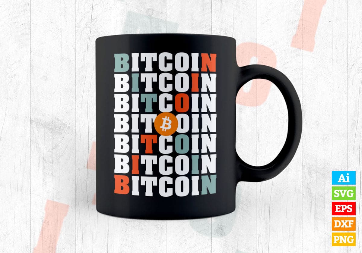 Vintage Crypto Bitcoin Typography Editable Vector T-shirt Design in Ai Svg Files
