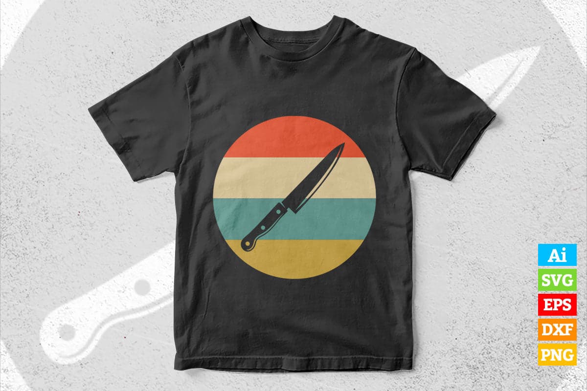 Vintage knife Funny Cooking T shirt Design Ai Png Svg Cricut Files