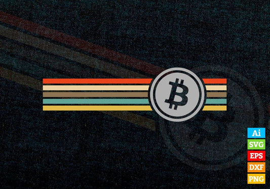 Vintage Line with Crypto Btc Bitcoin Editable Vector T-shirt Design in Ai Svg Files