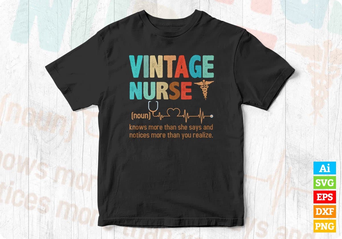 Vintage Nurse Definition Nursing Editable T shirt Design In Ai Svg Files