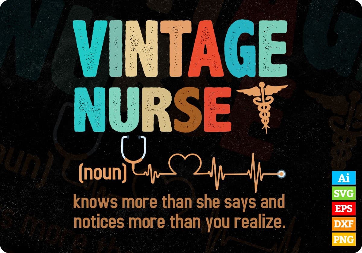 Vintage Nurse Definition Nursing Editable T shirt Design In Ai Svg Files