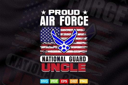 Vintage Proud Air Force National Guard Uncle With American Flag Svg T shirt Design.