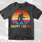 Vintage Retro Happy Easter Funny Easter Day Bunny Bigfoot Egg Basket Lover Vector T shirt Design in Ai Png Svg Files.