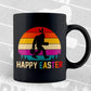Vintage Retro Happy Easter Funny Easter Day Bunny Bigfoot Egg Basket Lover Vector T shirt Design in Ai Png Svg Files.