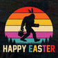Vintage Retro Happy Easter Funny Easter Day Bunny Bigfoot Egg Basket Lover Vector T shirt Design in Ai Png Svg Files.