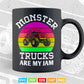 Vintage Retro Sunset Funny Monster Truck Are My Jam In Svg Png Files.