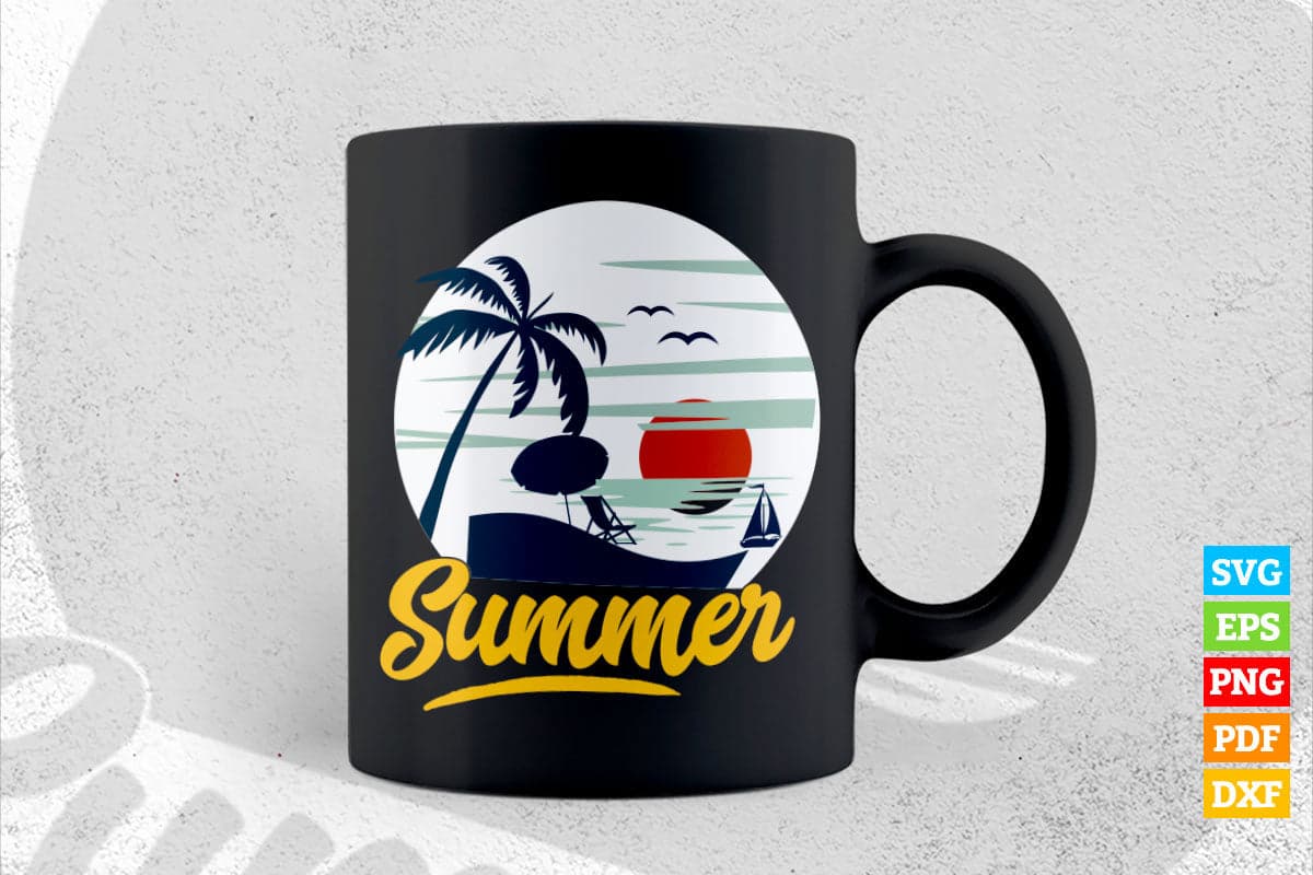 Vintage Summer Beach Vacation Sunset T shirt Design Png Svg Printable Files