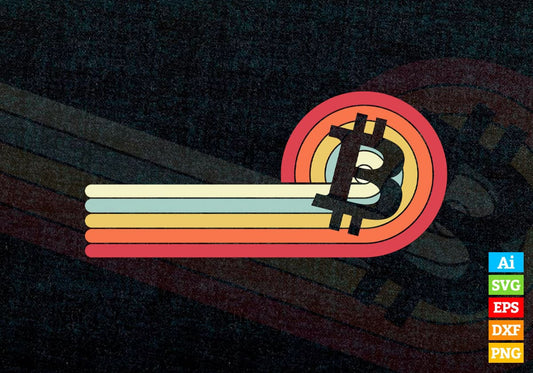 Vintage Sunset Btc Crypto Bitcoin Editable Vector T-shirt Design in Ai Svg Files