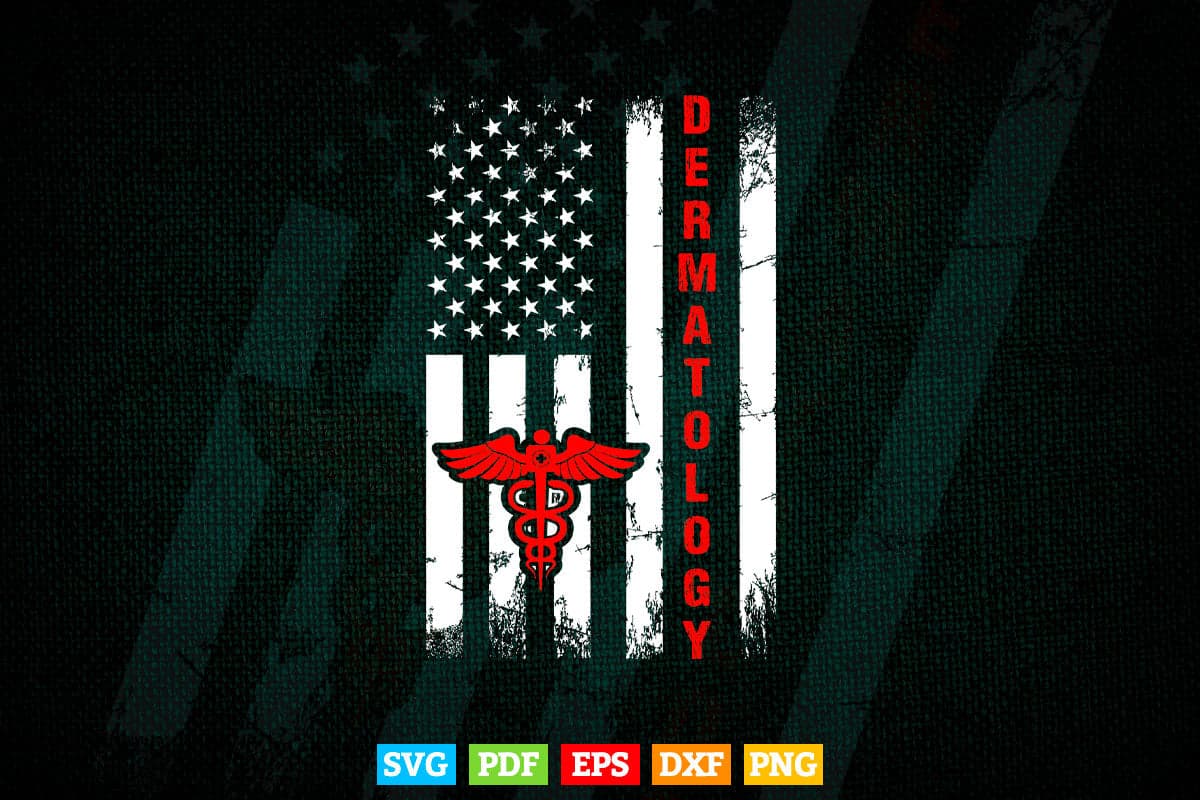 Vintage USA Dermatology Doctor American Flag Dermatologist Svg Png Files.