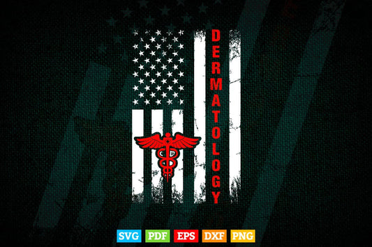 Vintage USA Dermatology Doctor American Flag Dermatologist Svg Png Files.