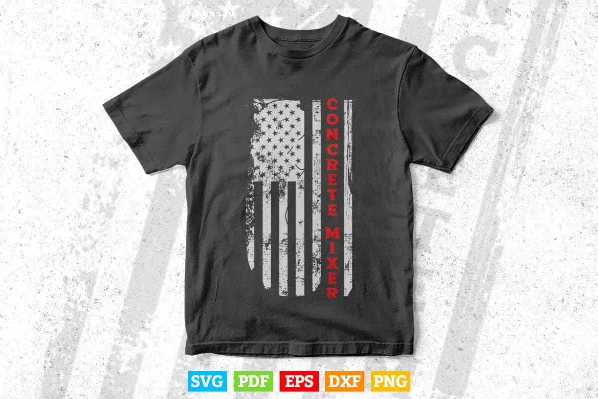 Vintage USA Red White Concrete Mixer American Flag Cool Vector T shirt Design Svg Png Files