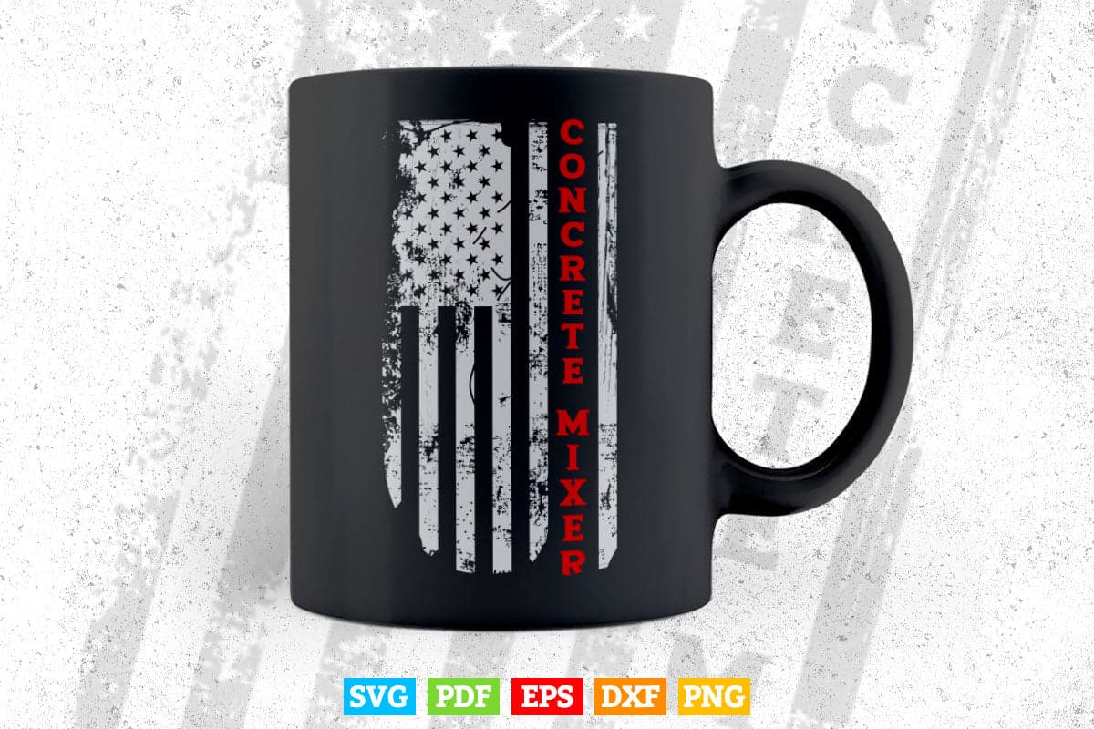 Vintage USA Red White Concrete Mixer American Flag Cool Vector T shirt Design Svg Png Files