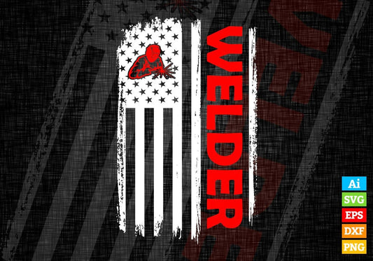 Welder American Flag Proud Profession Vector Tshirt Design Svg Files