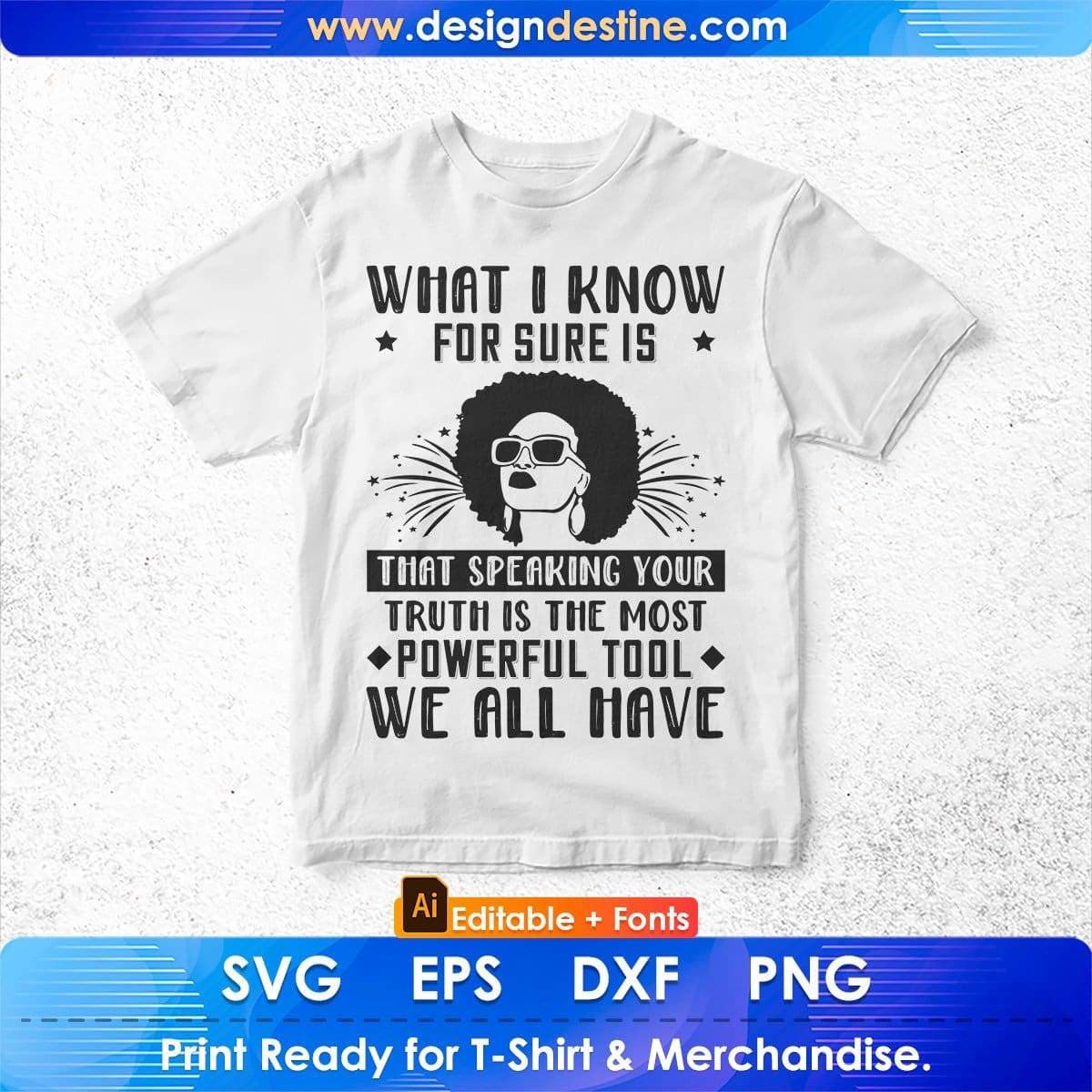 What I Know For Sure Is That Speaking Your Truth Is The Most Afro Editable T shirt Design In Svg Print Files