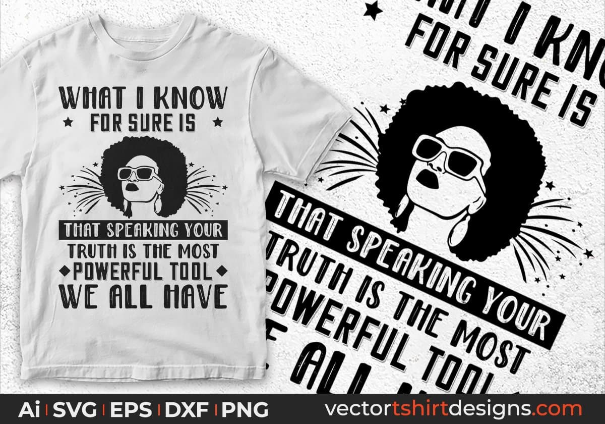 What I Know For Sure Is That Speaking Your Truth Is The Most Afro Editable T shirt Design In Svg Print Files