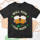 Will Run For Beer St Patrick's Day Editable Vector T-shirt Design in Ai Svg Png Files