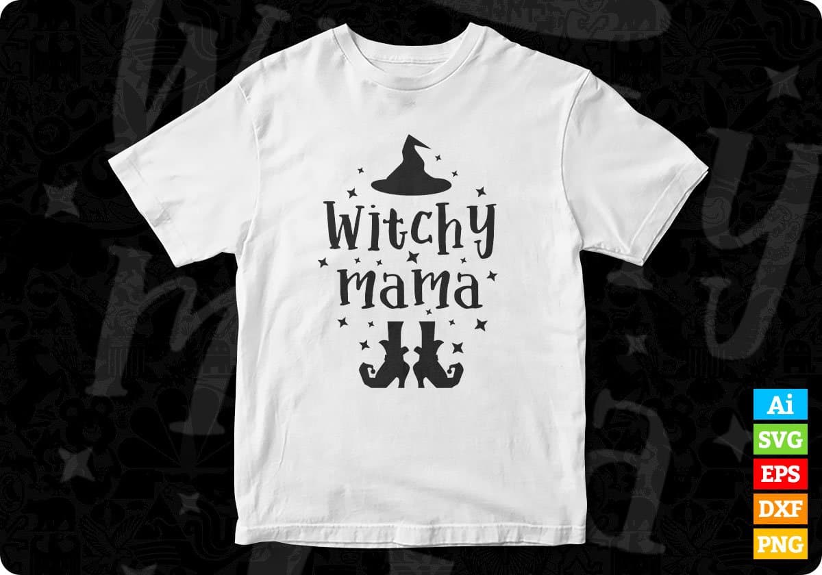 Witchy Mama Scary Halloween T shirt Design In Svg Cutting Printable Files