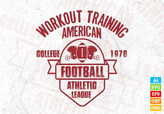 Woakout Training American College 1978 Football Athletic League American Football Editable T shirt Design Svg Cutting Printable Files