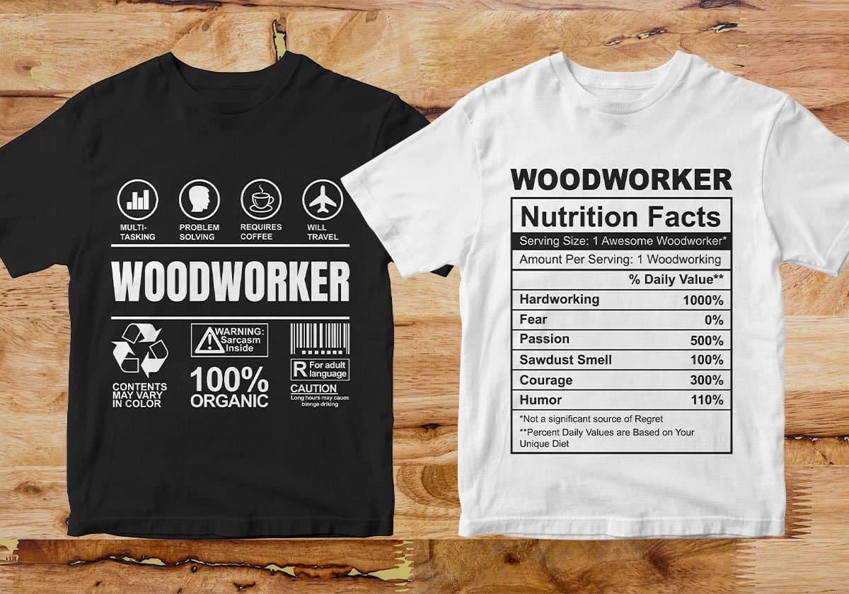 Woodworker 25 Editable T-shirt Designs Bundle