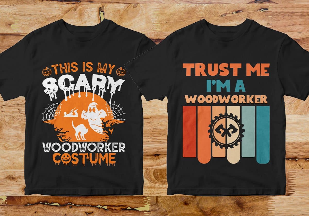 Woodworker 25 Editable T-shirt Designs Bundle