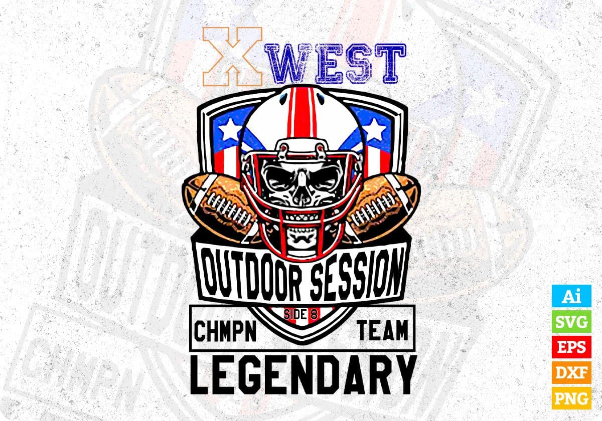 X West Side 8 Outdoor Session Legendary American Football Editable T shirt Design Svg Cutting Printable Files
