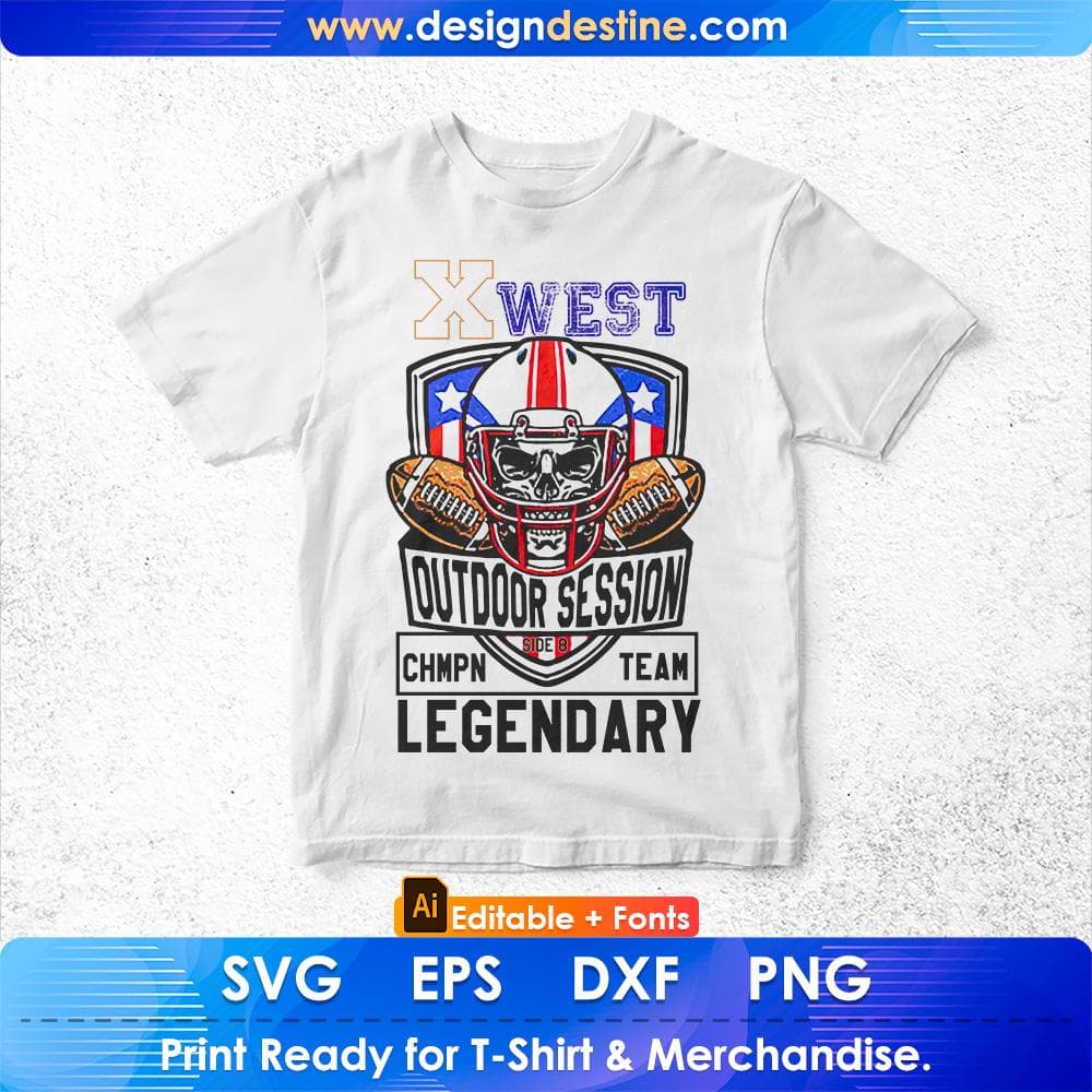 X West Side 8 Outdoor Session Legendary American Football Editable T shirt Design Svg Cutting Printable Files