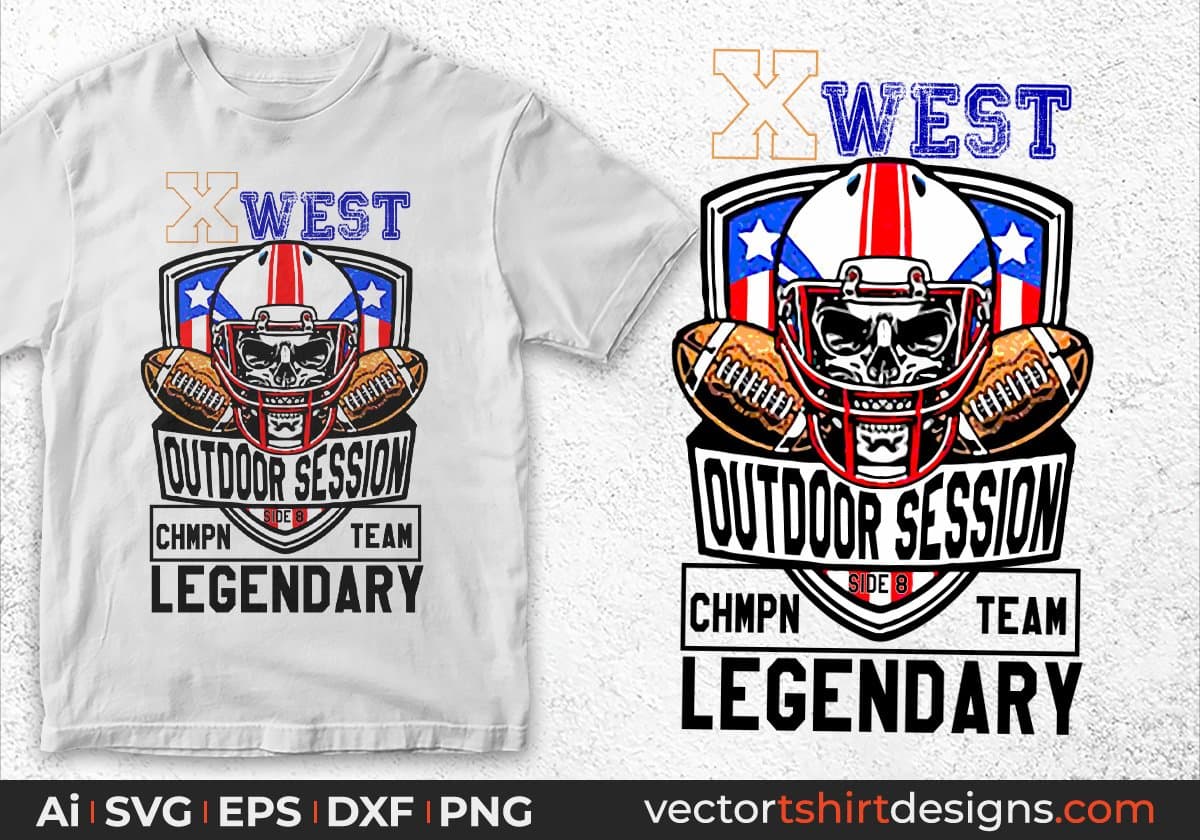 X West Side 8 Outdoor Session Legendary American Football Editable T shirt Design Svg Cutting Printable Files