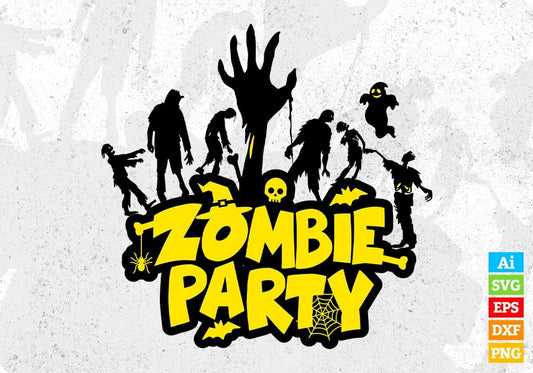Zombie Party Halloween T shirt Design In Png Svg Cutting Printable Files
