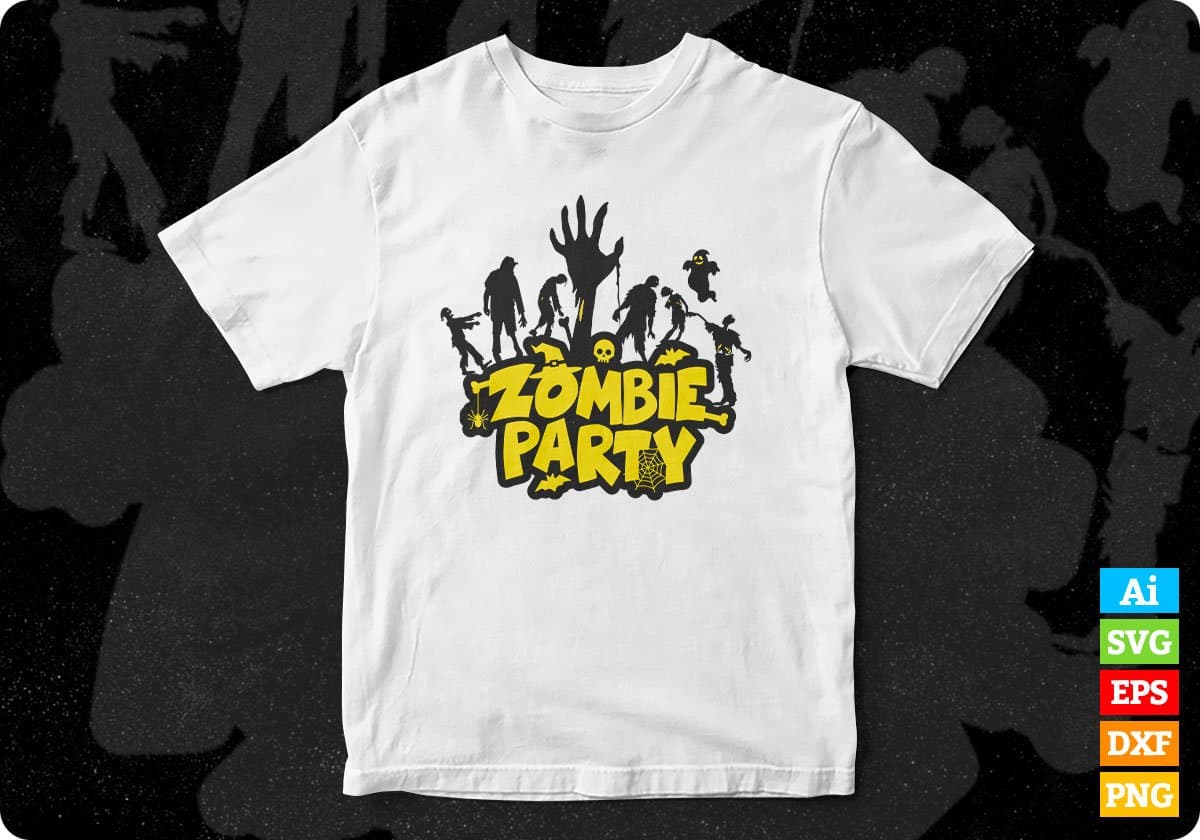 Zombie Party Halloween T shirt Design In Png Svg Cutting Printable Files